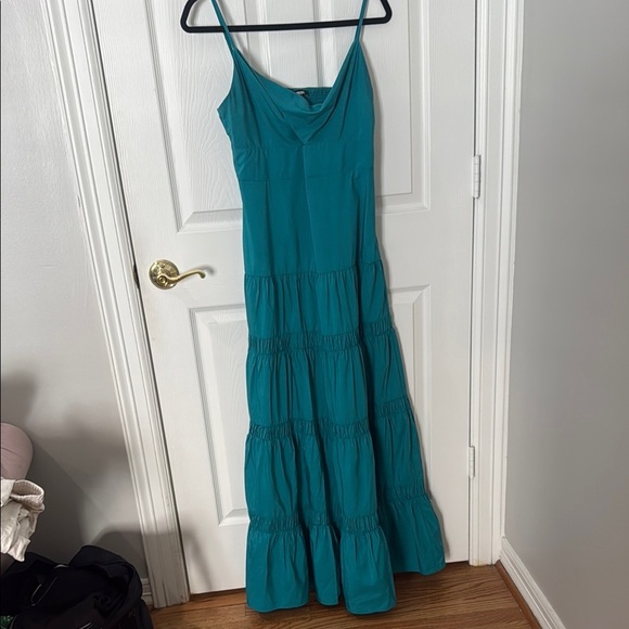 Express Teal Maxi Dress strapless, tiered size medium - Picture 1 of 6